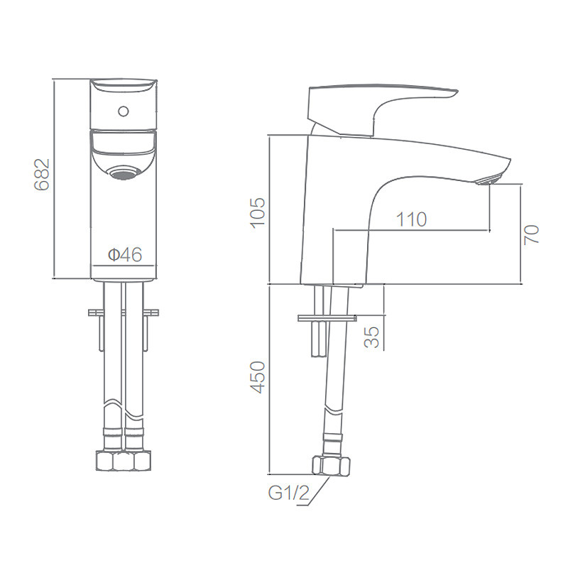 ARROW Polished Basin Mixer Faucet , 145mm Hot Cold Water Mixer Tap