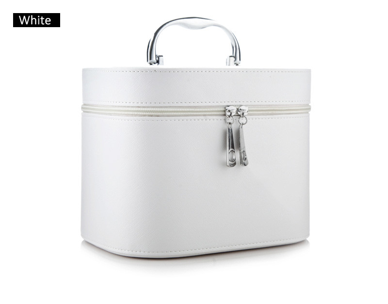 Large Zipper Leather Cosmetic Mirror PU Makeup Bag