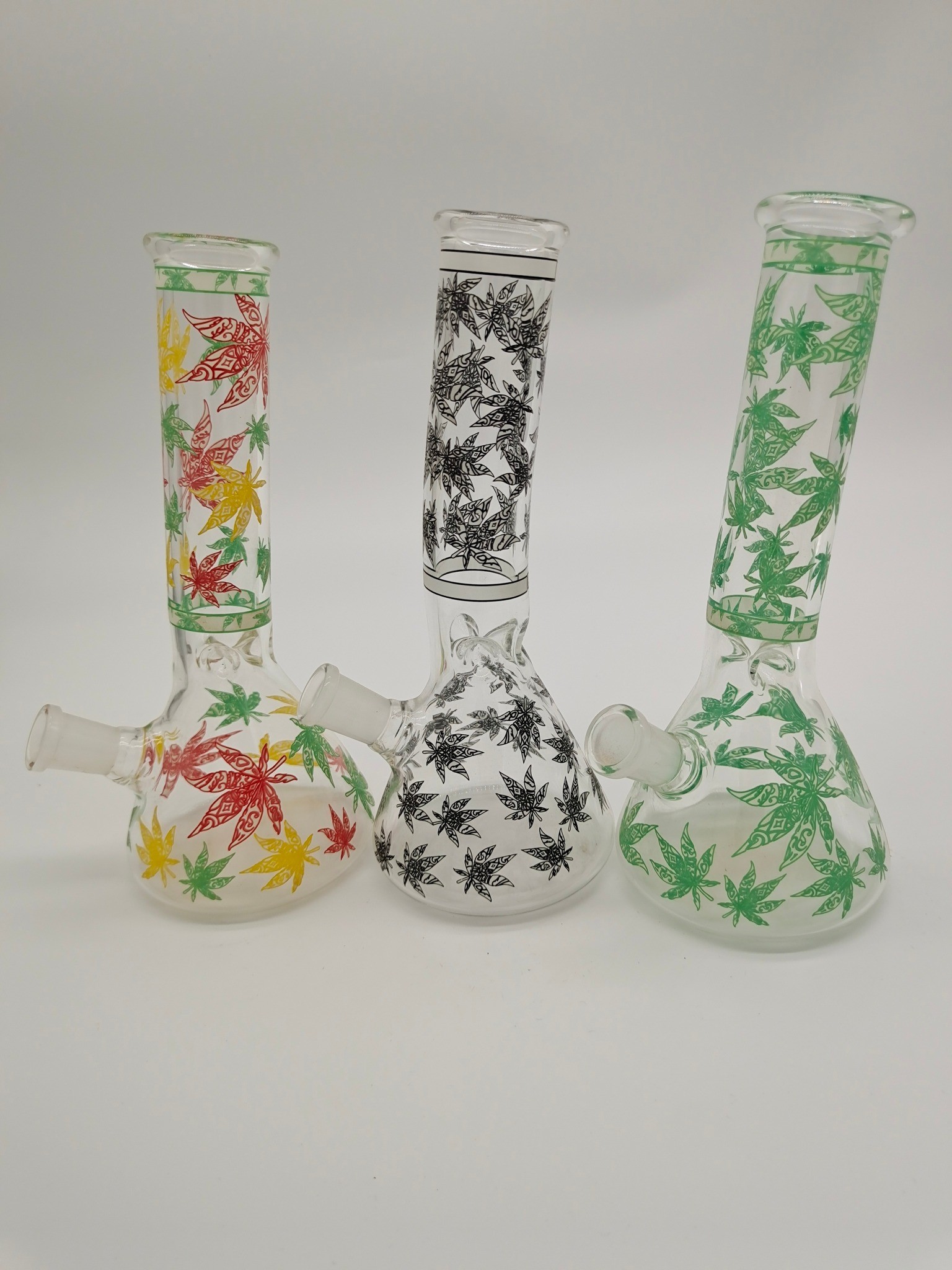 Heavy Glass 10" Hookah Water Pipe Peach Stripe Tobacco Beaker Bong Ice Catcher