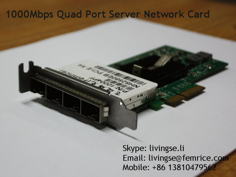 PCI Express x4 x8 x16, Quad Port 1000Mbps Server Network Adapter, SFP Slot LC Fiber