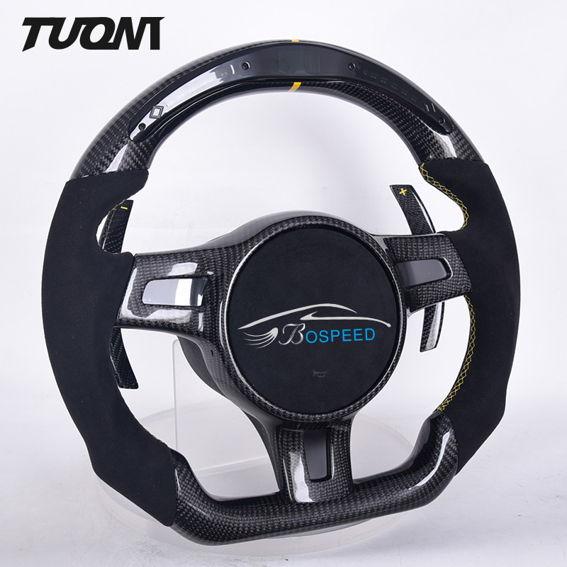 Porsche Carbon Fiber Standard Steering Wheel With LED Display Stylish