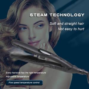 Quality Titanium Plate Steam Hair Flat Iron 110-240V 50W Straightener wholesale
