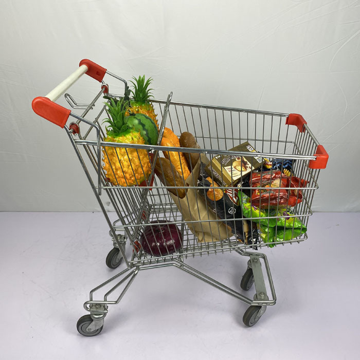 Regular Russian Style Supermarket Grocery Shopping Cart 125L With PU Wheels