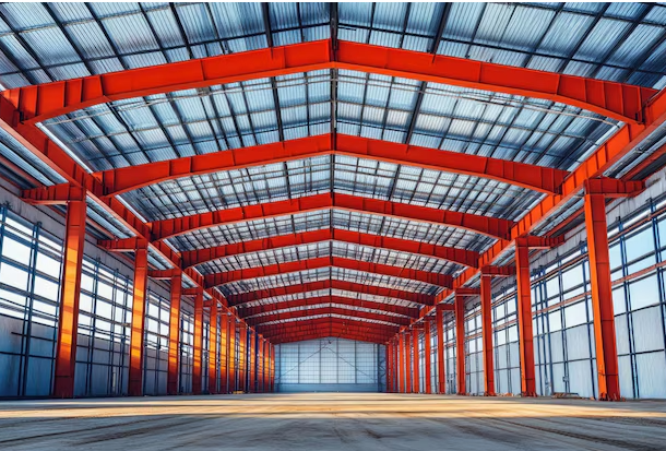Light Steel Structure Warehouse Construction , Prefabricated Warehouse Building Steel Structure