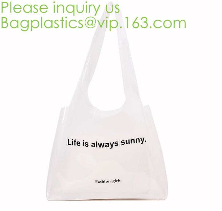 Manufacturer Custom Logo Transparent Clear PVC Plastic Portable Packaging Promotional Gifts Shopping Tote Bag, bagease