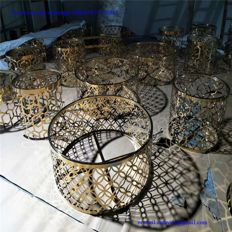 modern designed metal corner table stainless steel laser cutting base side table