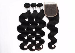 Quality Smooth Body Wave Hair Extensions Human Weft 4 * 4 Lace Closure For Black Women wholesale