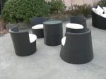 Outdoor Garden Half Round Black Cane Bullet Sofa , Waterproof