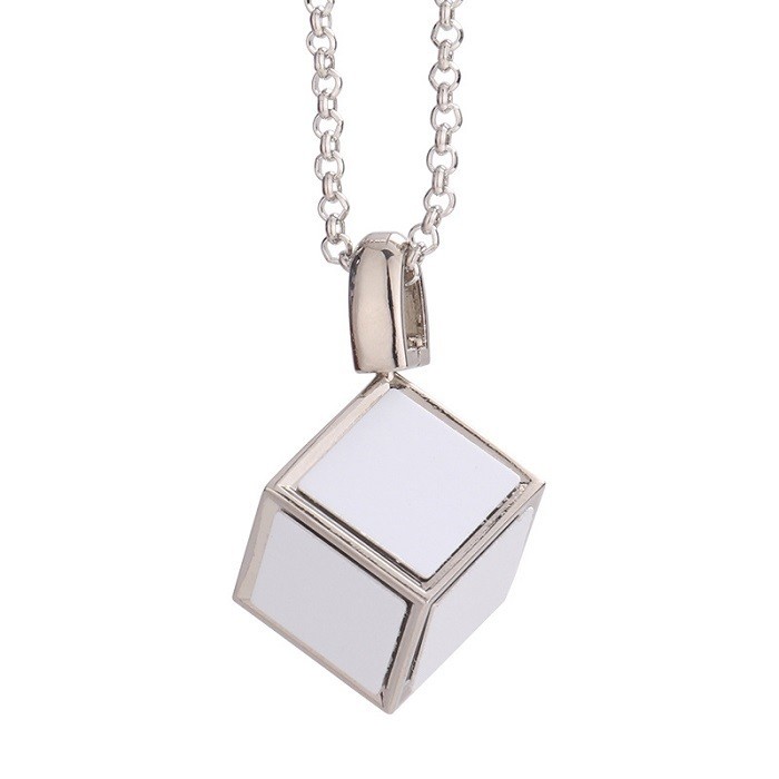 Custom Blank Sublimation Dice Cube Memory Pendant Necklace Sublimation Photo Necklace