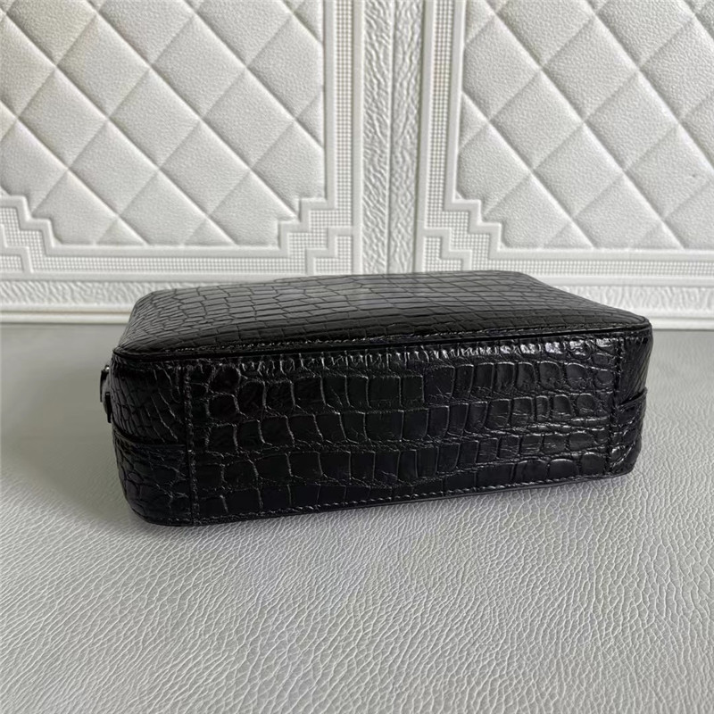 Genuine Crocodile Belly Skin Men Small Flap Bag Waistlets Clutch Purse Exotic Real Alligator Leather Male Shoulder Bag