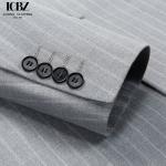 Business Needs Business Suits Gray Striped Double-breasted Gun Lapel Slim Fit 3