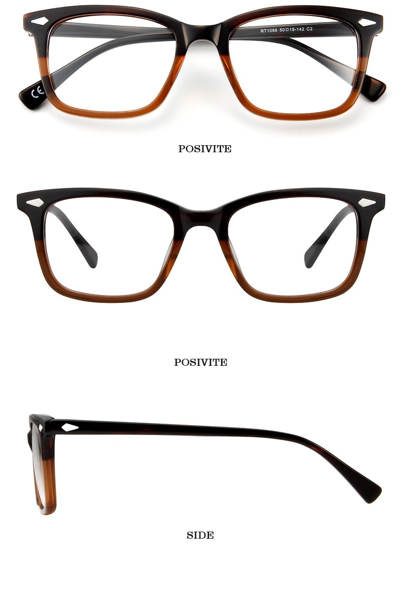 Two Tone Laminated Acetate Frame Glasses Classic Square Men Women Optical