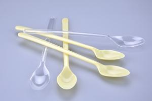 Quality 18.5 cm Long Handle disposable Plastic party Spoons 7'' in clear or beige color wholesale