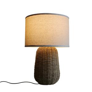Quality Sustainable Rattan Table Lamp , Durable Rattan Bedside Light Switch Control wholesale