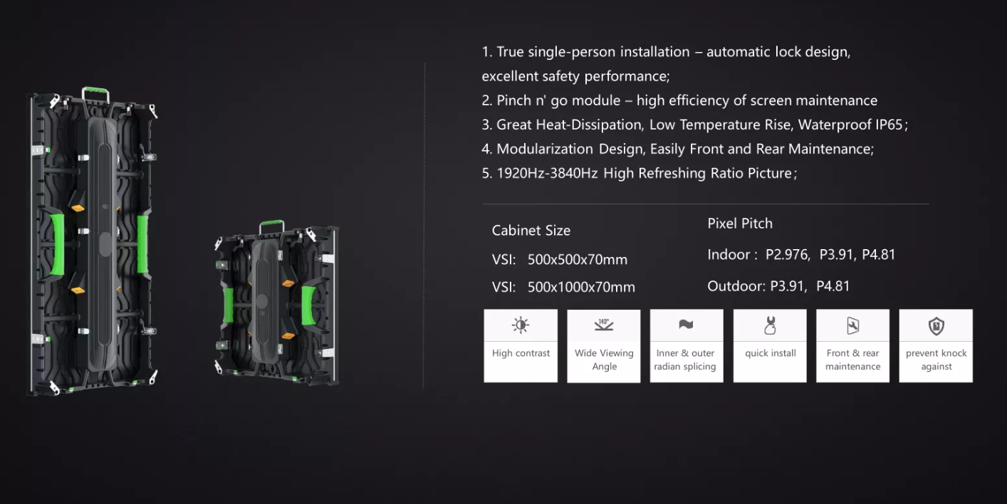 indoor rental led display p3.91 500x500mm