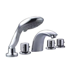 Quality Contemporary Three Handle Deck Mount Tub Faucet Ceramic Valve Core with 5 Holes wholesale