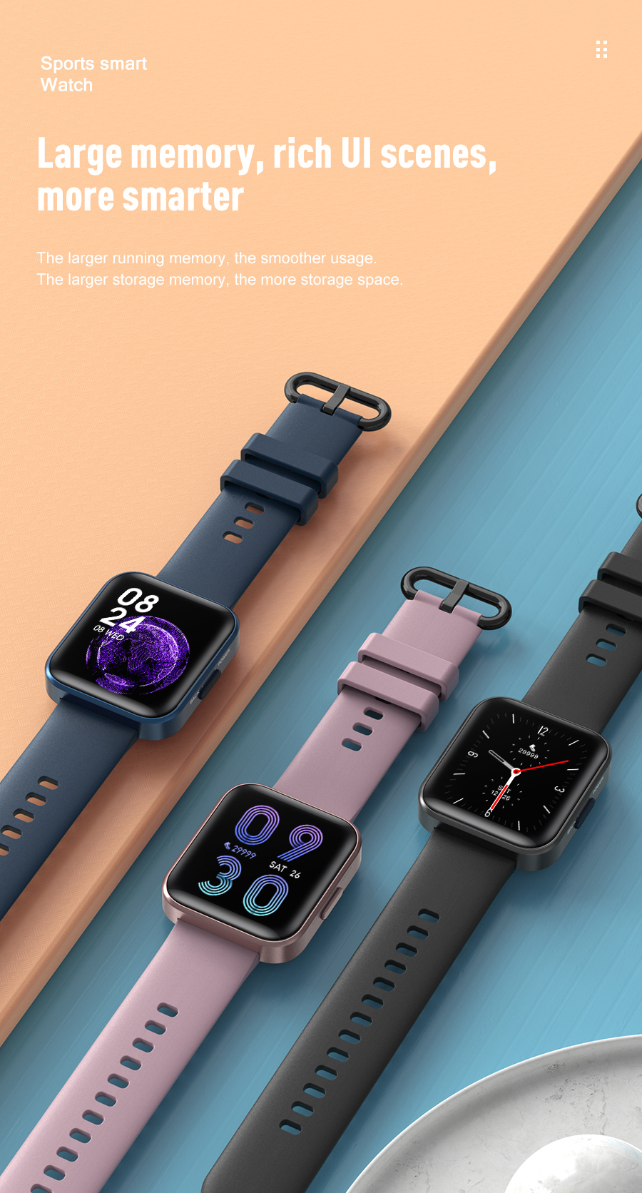 IP68 1.69inch HD Screen Smart Watch sleep heart rate monitor