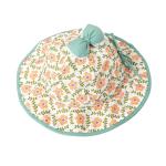 Floral Wavy Bound Cotton Children'S Bucket Hat with bow For Outdoor Sun