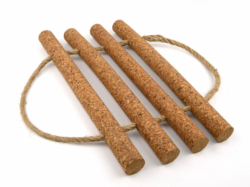 30x26x3cm ODM Cork Placemats For Dining Table Natural Raft Trivet With Rope Handles