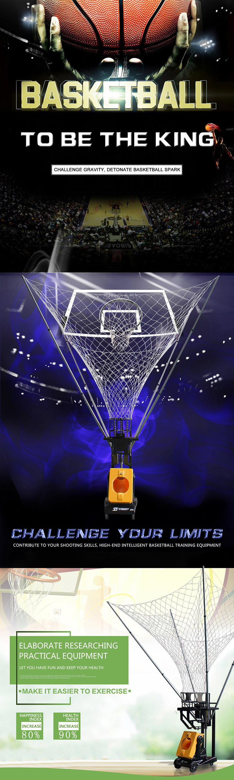 Siboasi AC 100V Automatic Basketball Shooting Machine Indoor Sports Equipment For Training