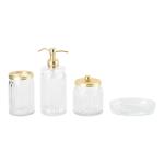 Glass Bathroom Accessories Clear Ribbed Vertical Stripe Luxury Lotion Bottle