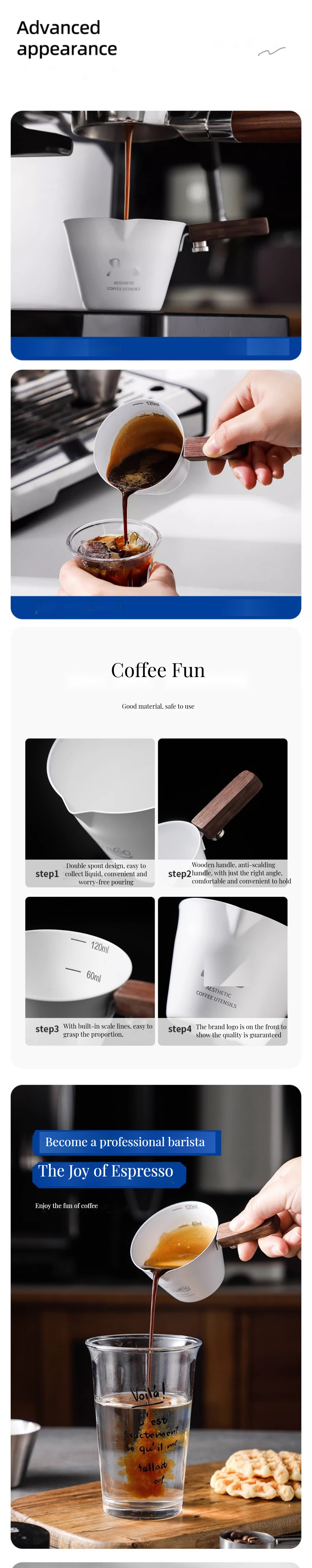 Melamine Plastic Type 120ml Espresso Shot Cups for Milk Frothing and Coffee Brewing