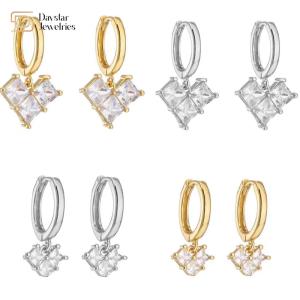 Quality Women Diamond 18k White Gold Plated Earrings Cubic Zirconia Charm Pendant wholesale