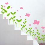 Green Leaves And Small Red Flowers Decorative Wall Stickers A0178