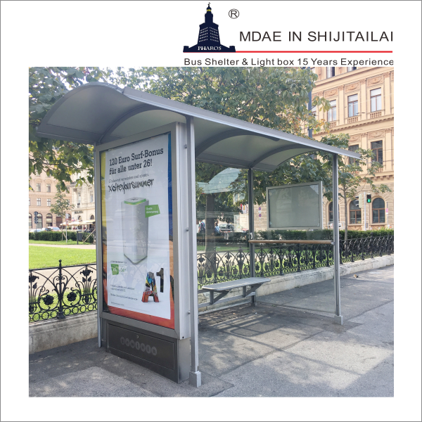 Advertising Rectangular L4000mm 5hours Solar Bus Shelter