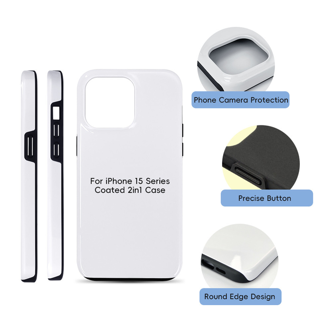 White PC Coating 3D Sublimation Printing 2 in 1 Double Layer Back Cover Phone Case