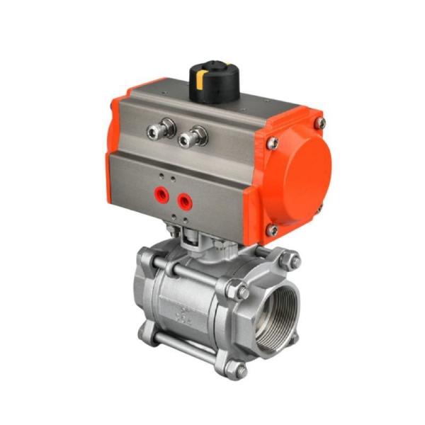 304 Stainless Steel Air Control Ball Valve Pneumatic Actuated 3 PC 1000wog for