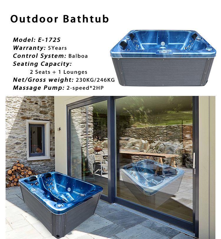 3 Person Acrylic Massage Bathtub 1800L Outdoor Whirlpool Hot Tub