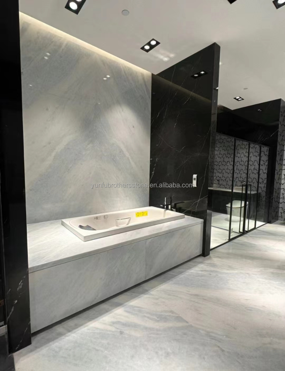 Upgrade Your Living Staircase Hall with 20mm Blue Ice Onyx Stone Veneer and Backlight