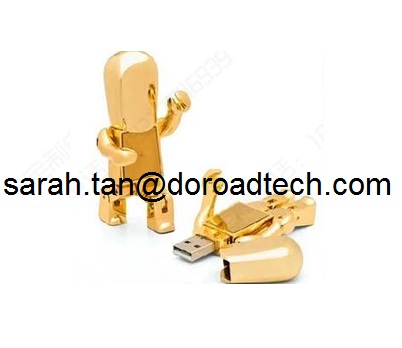 High Quality Metal Gold Robot USB Flash Drive, Gift USB Drives with Laser Printing Logo