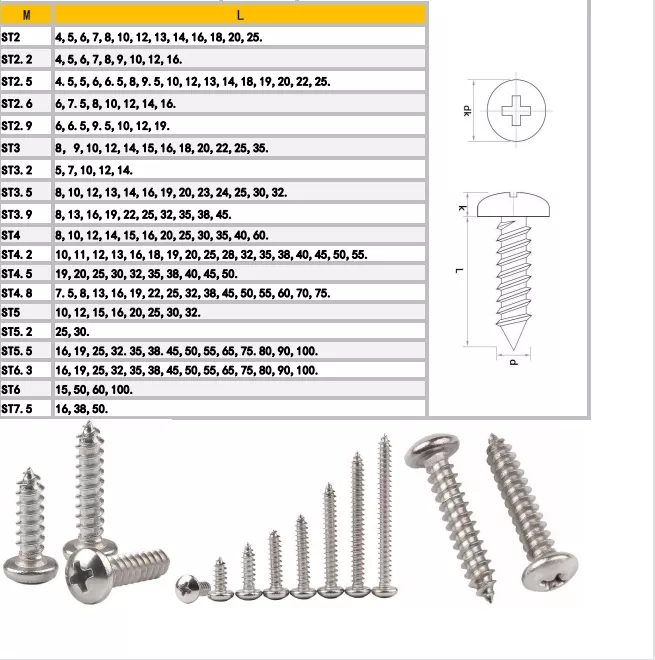 Self Tapping CSK Flat Head Chipboard Wood Screw 304 316 Stainless Steel for Plastic Metal in INCH Measurement System