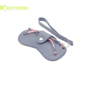 Quality Minimalist Female Calf Skin Soft Sunglasses Case Snap Fastening Closure Detachable Lanyard wholesale