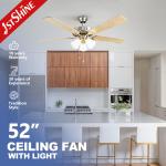 Metal Classic AC Motor Ceiling Fan With Light 5 Plywood Blades