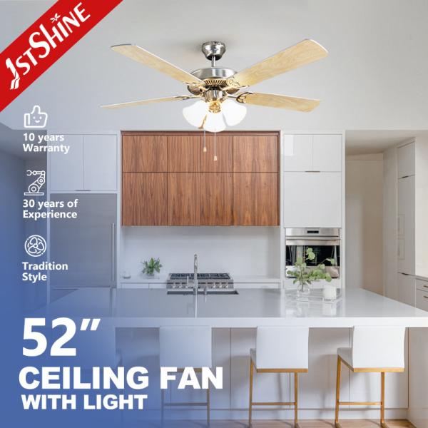 1stshine Traditional High Speed 5 Plywood Blades Ceiling Fan with Light Kit and