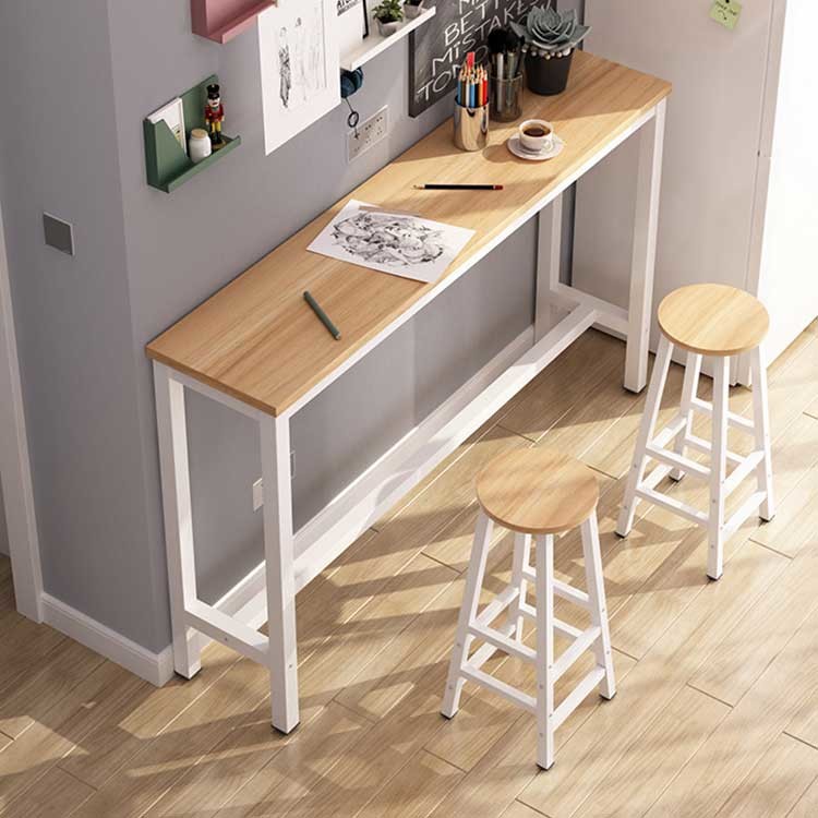 1.6m White Kitchen Bar Table Stool Set Melamine MFC With Metal Legs