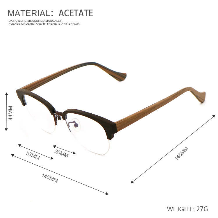 Handmade Retro Wood Grain Acetate Optical Glasses Frame MR H002