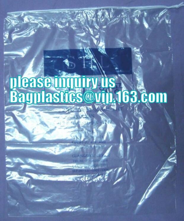 Biodegradable drawstring laundry poly bag with printing,Logo Printed Poly Drawstring Hotel/Travel Laundry Plastic bag