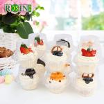 Transparent PET Single Cupcake Containers Hinged Clamshell Lightweight
