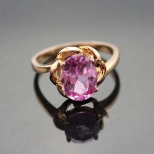 Quality 18k Rose Gold Plated Sterling Silver Engagement Ring with Pink Cubic Zirconia(F66) wholesale