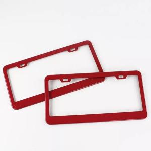 China Custom 3D Printing Parts Bling Metal Embossed Pink Crystal Rhinestone Car Number Holder Us License Plate Cover Frame on sale