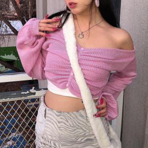 Quality Autumn Long Sleeve Knitted Crop Top Sweater wholesale