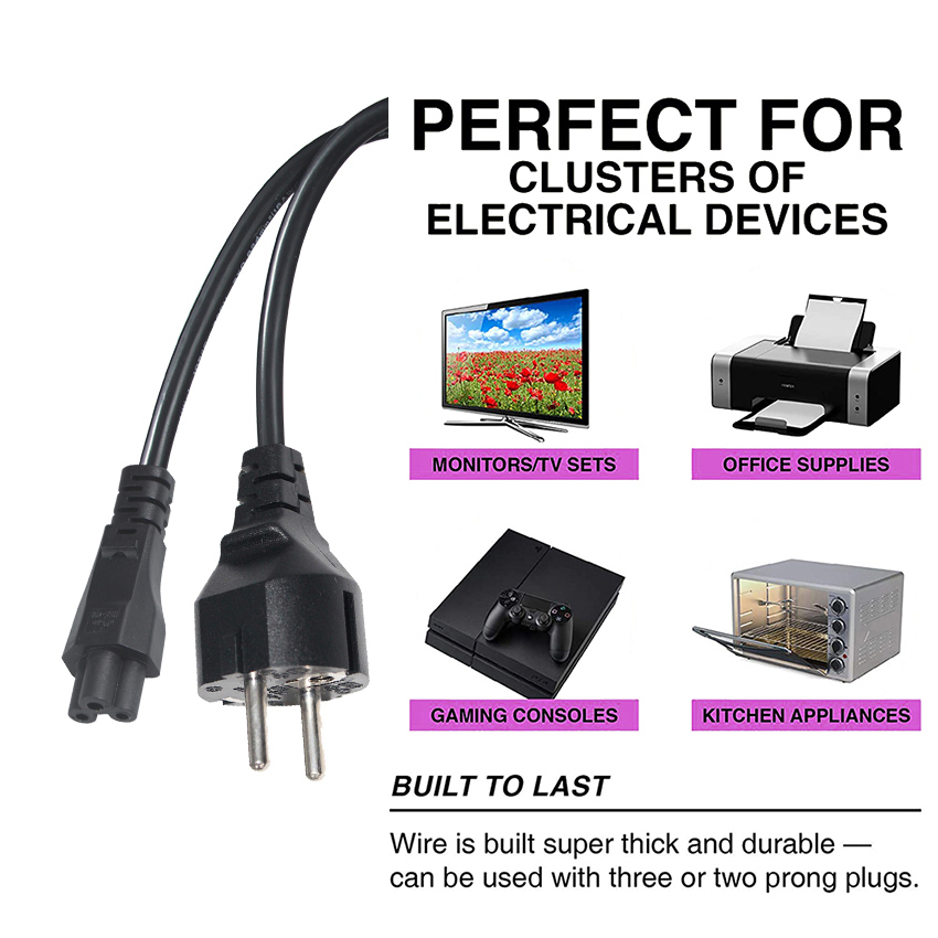 1.5M VDE CEE Euro Plug Cable Iec Computer Eu Male Shucko 10A Power Cord Ac To Adapter Schuko C5