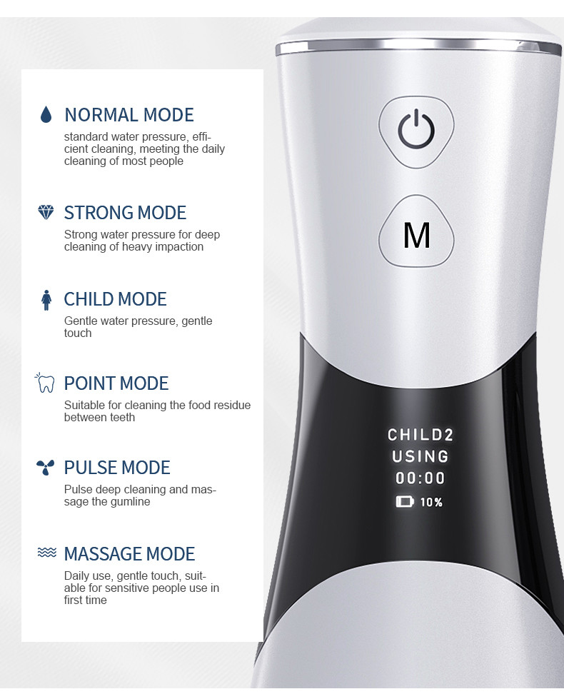 Handheld Portable Oral Care Smart Water Flosser With 36 Water Pressure