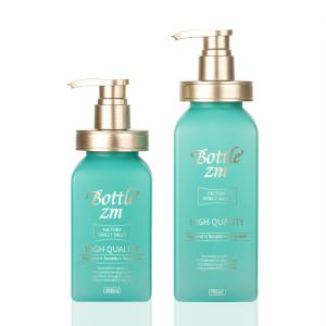 Quality Luxury Gold Top Press Pump Green Body Lotion Container Packaging Plastic Shampoo Square Bottle wholesale
