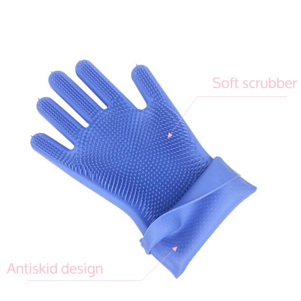 Magic Reusable Heat Resistant Silicone Gloves with Wash Scrubber for Cleaning