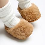 Hot selling faux fur Soft sole slip on slippers infant sandals baby girl shoes